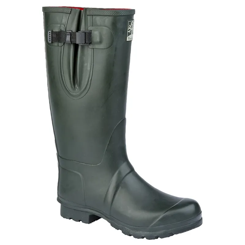 Woodland Neoprene Lined Wellington Boots Unisex in Dark Olive Green